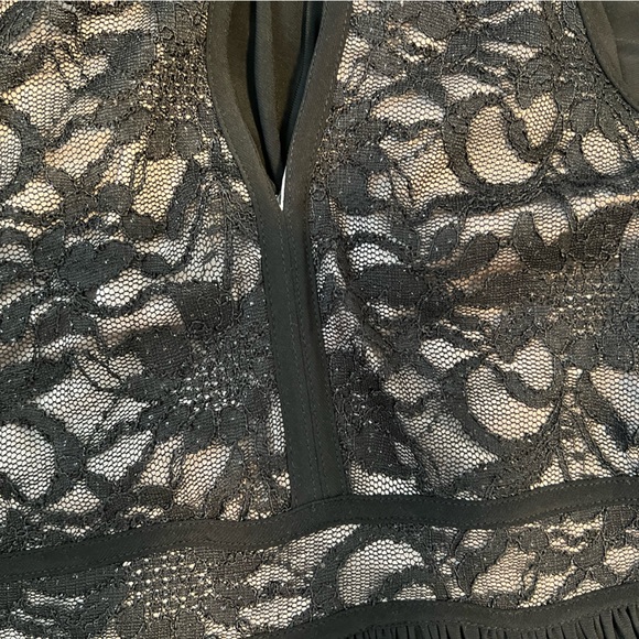 Morgan & Co formal lace top dress black and nude with sparkly part on the top. - Picture 3 of 5